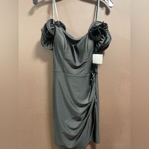 NWT new black B Darlin large floral Shoulder Dress